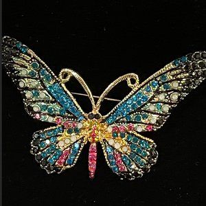 Butterfly Brooch with rhinestones